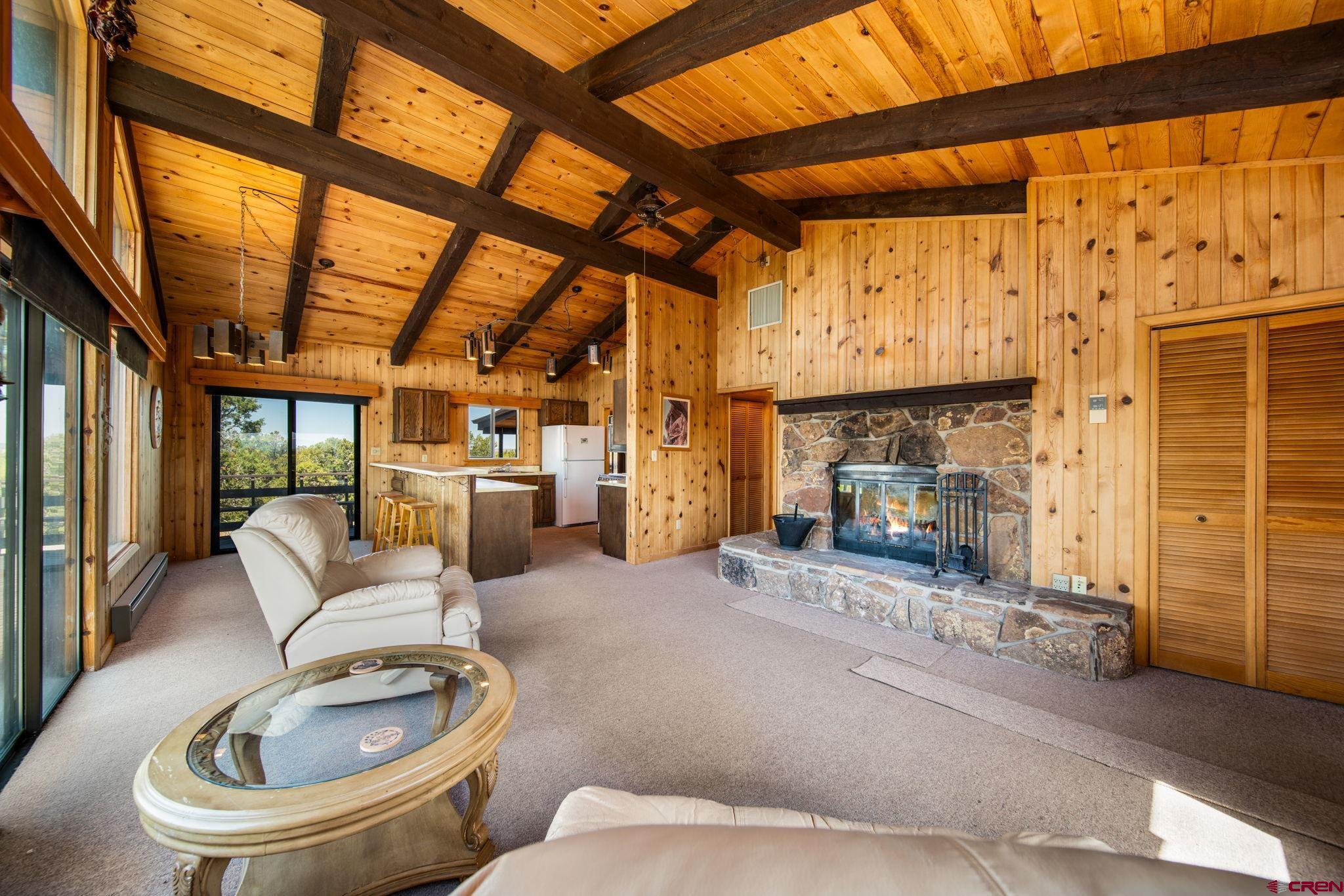 27255 Rd P Dolores, CO 81323 - Photo 6 of 45 a living room with furniture a fireplace and a large window