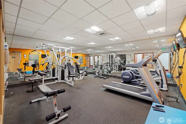 a view of a room with gym equipment