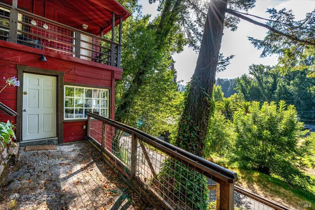 a balcony with an outdoor space