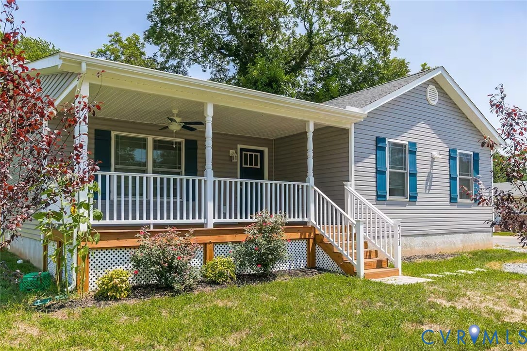 front view of a house with a small yard