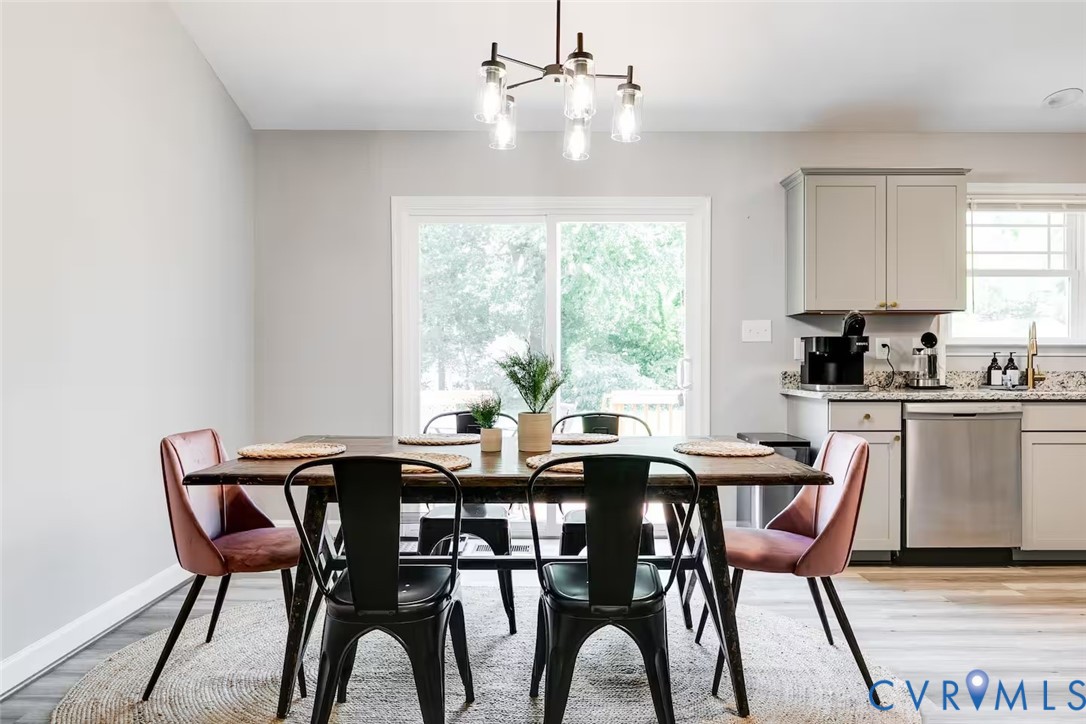 711 Jackson Street Colonial Beach, VA 22443 - Photo 13 of 41 a view of a dining room with furniture and wooden floor