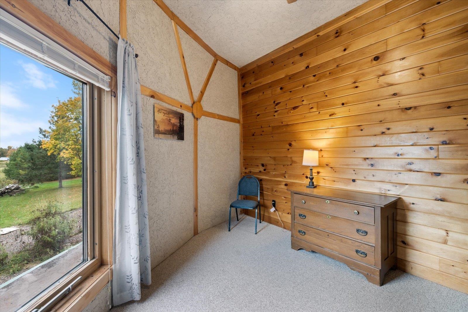 3581 County Line Road Sturgeon Lake, MN 55783 - Photo 84 of 85 Living area with carpet flooring and wooden walls