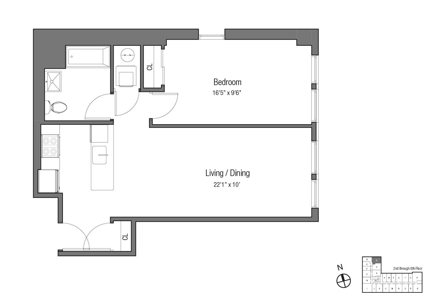 123 Hope Street, Unit 4C Brooklyn, NY 11211 - Photo 13 of 13 a picture of a floor plan