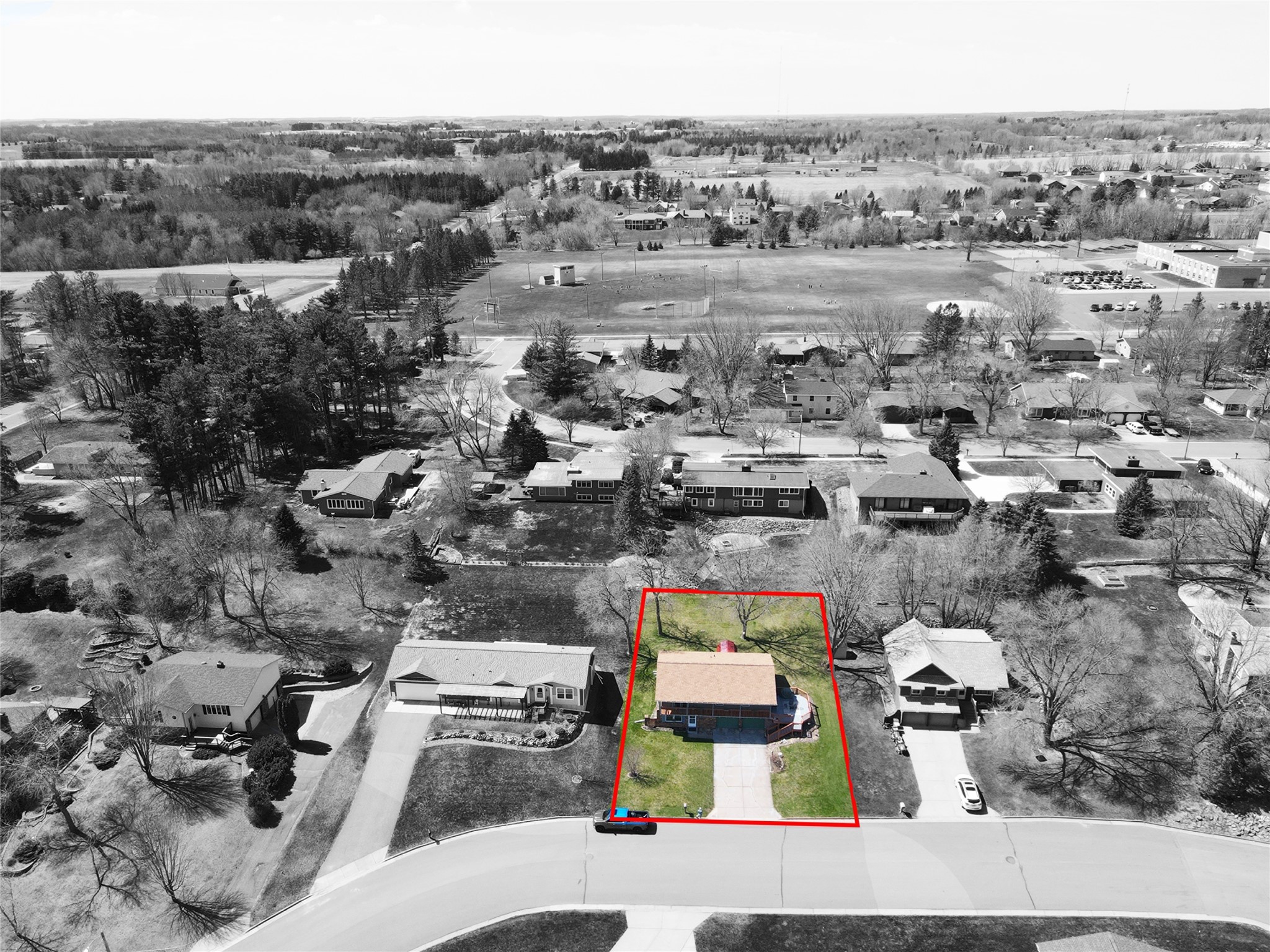 326 Mission Drive Rice Lake, WI 54868 - Photo 2 of 31 Aerial with approximate lot lines