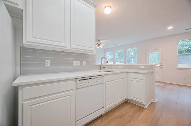a kitchen with cabinets a sink and dishwasher