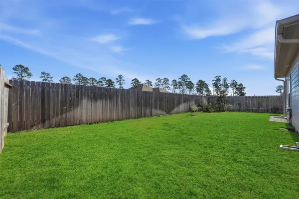 a view of a backyard with green space