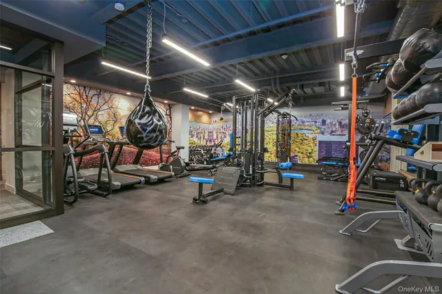 a view of a room with gym equipment