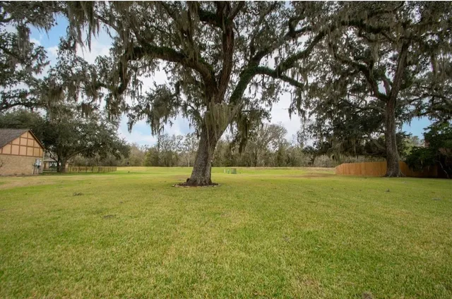 a view of outdoor space with deck and trees