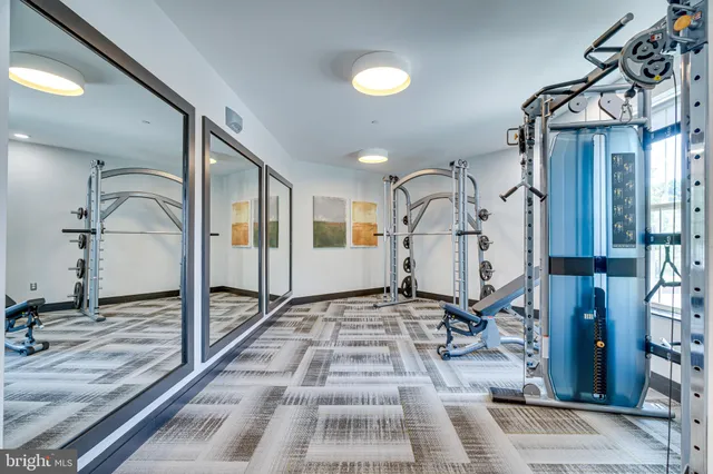 a room with gym equipment