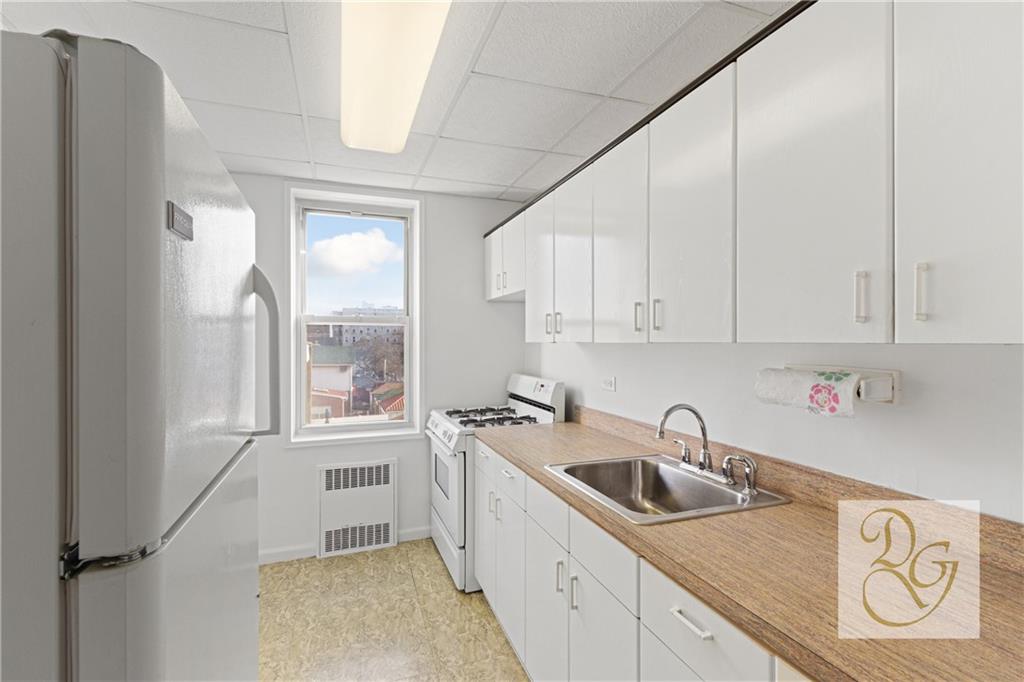 9801 Shore Road, Unit 2O Brooklyn, NY 11209 - Photo 3 of 24 a kitchen that has a sink a stove and cabinets