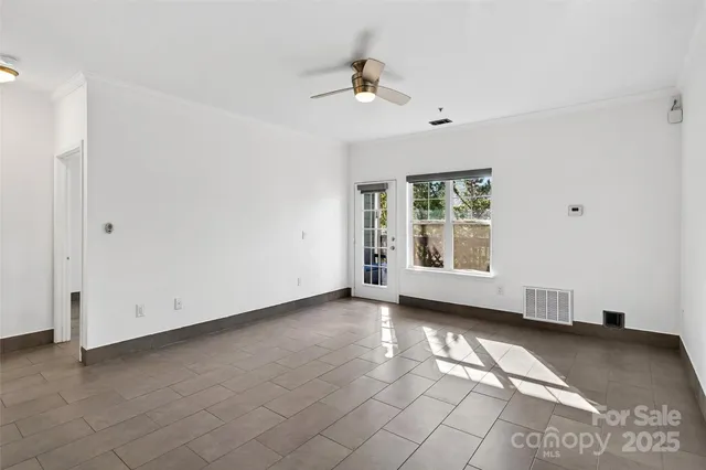 a view of balcony with wooden floor