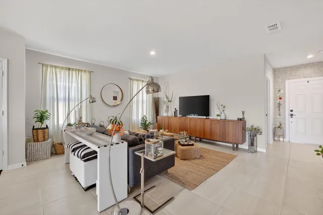 a living room with furniture