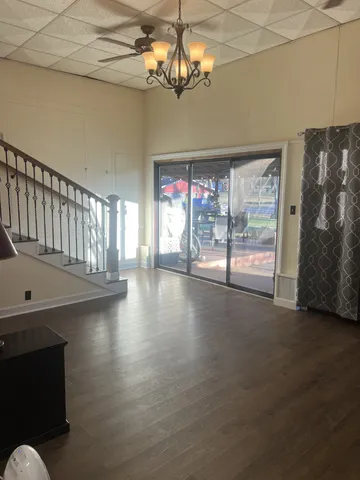 a room with furniture and a fireplace