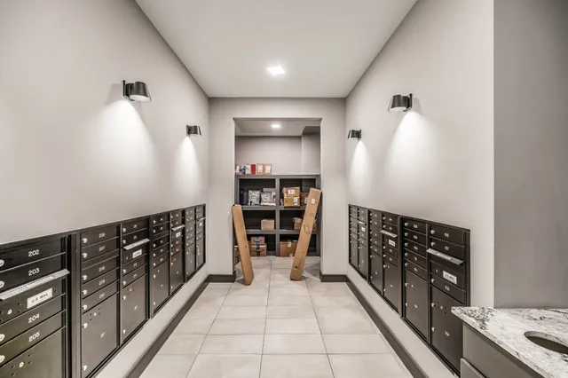 a front view of a building with street view