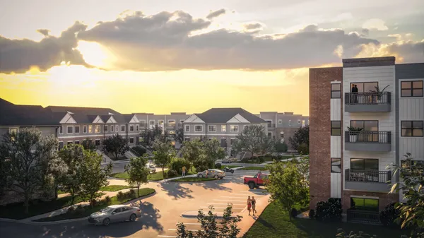 a view of a city street from a building