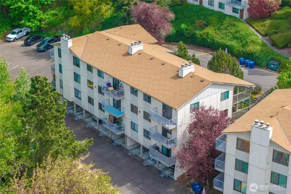 an aerial view of a house
