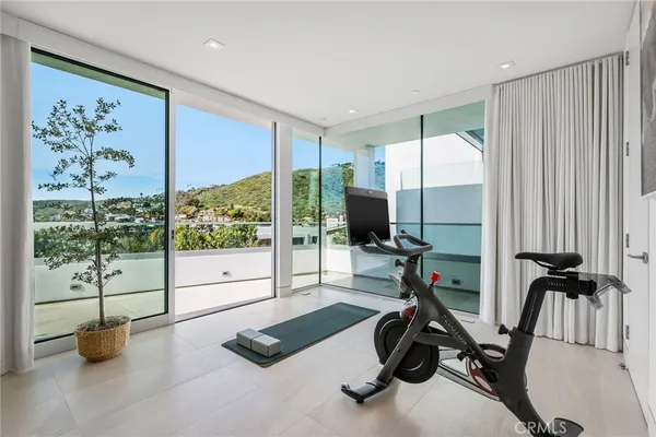 a view of a room with gym equipment