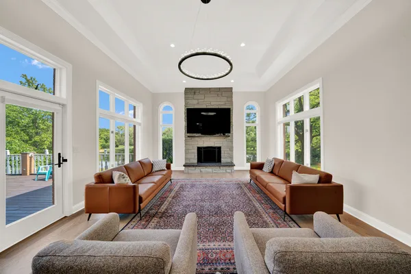 a aerial view of a house with garden space and street view