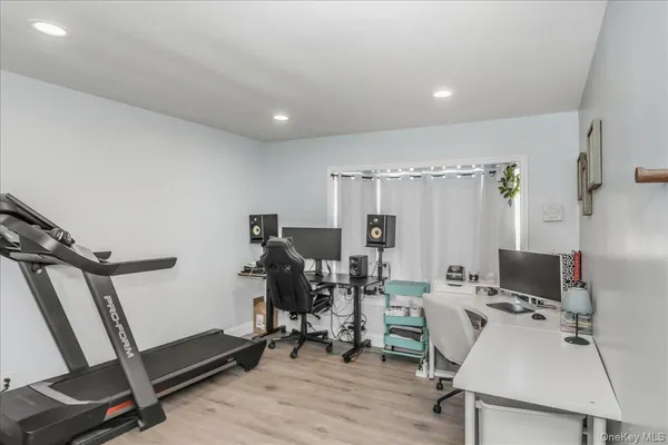 a view of a room with gym equipment