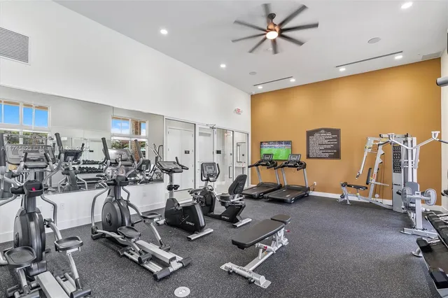 a view of a park with swings