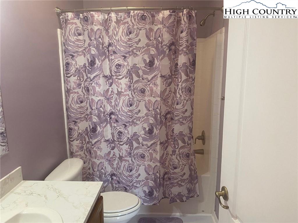 125 Moxley Ridge Road Sparta, NC 28675 - Photo 12 of 30 a white toilet sitting next to a shower curtain