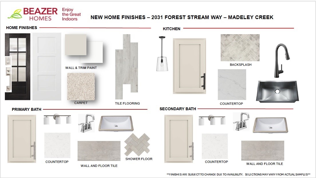 2031 Frst Strm Way Conroe, TX 77304 - Photo 6 of 6 2031 Forest Stream Home finishes. Please see a New Homes Sales Counselor as these options are subject to change.