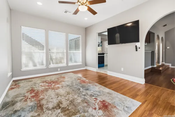 a view of a livingroom with a flat screen tv