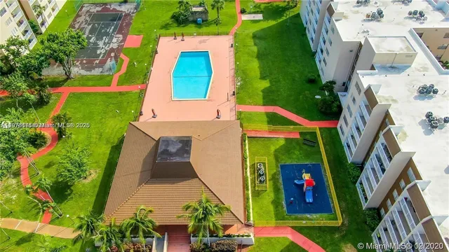 an aerial view of a house