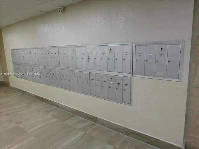 an empty room with cabinet