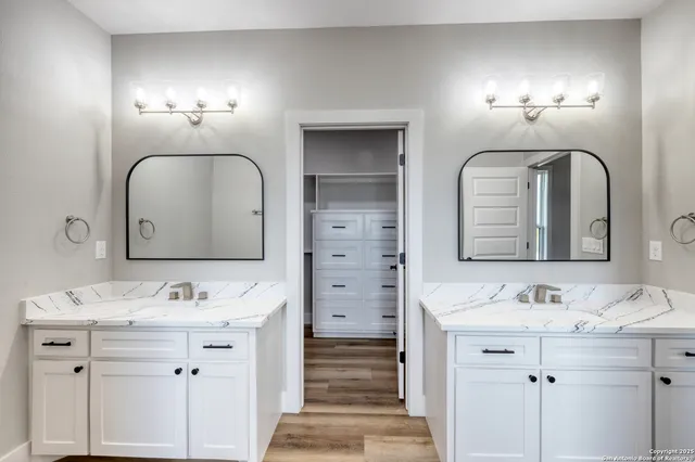 a close up view of a closet