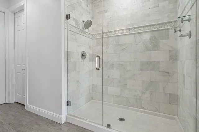 a bathroom with a shower