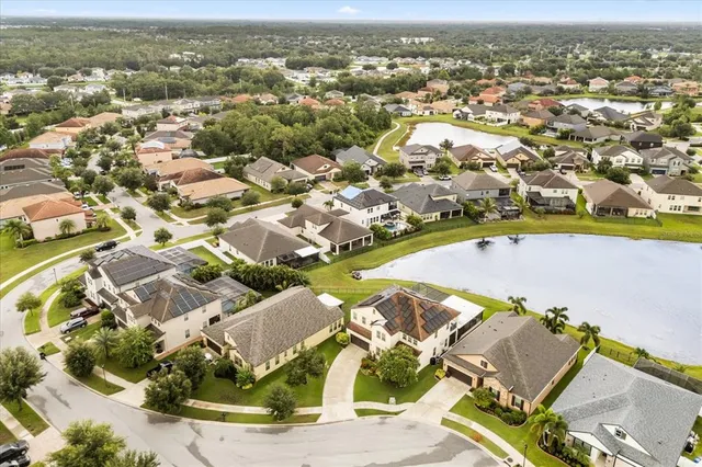 an aerial view of a house