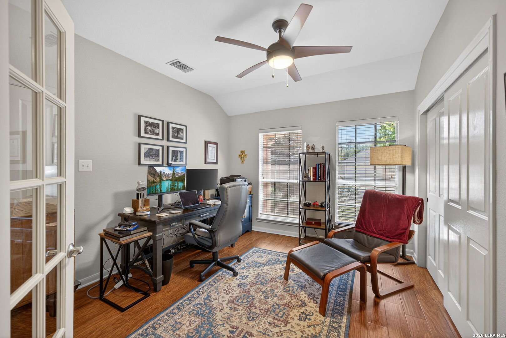 9331 Tyler Oaks Helotes, TX 78023 - Photo 5 of 47 a work room with furniture wooden floor and ceiling fan