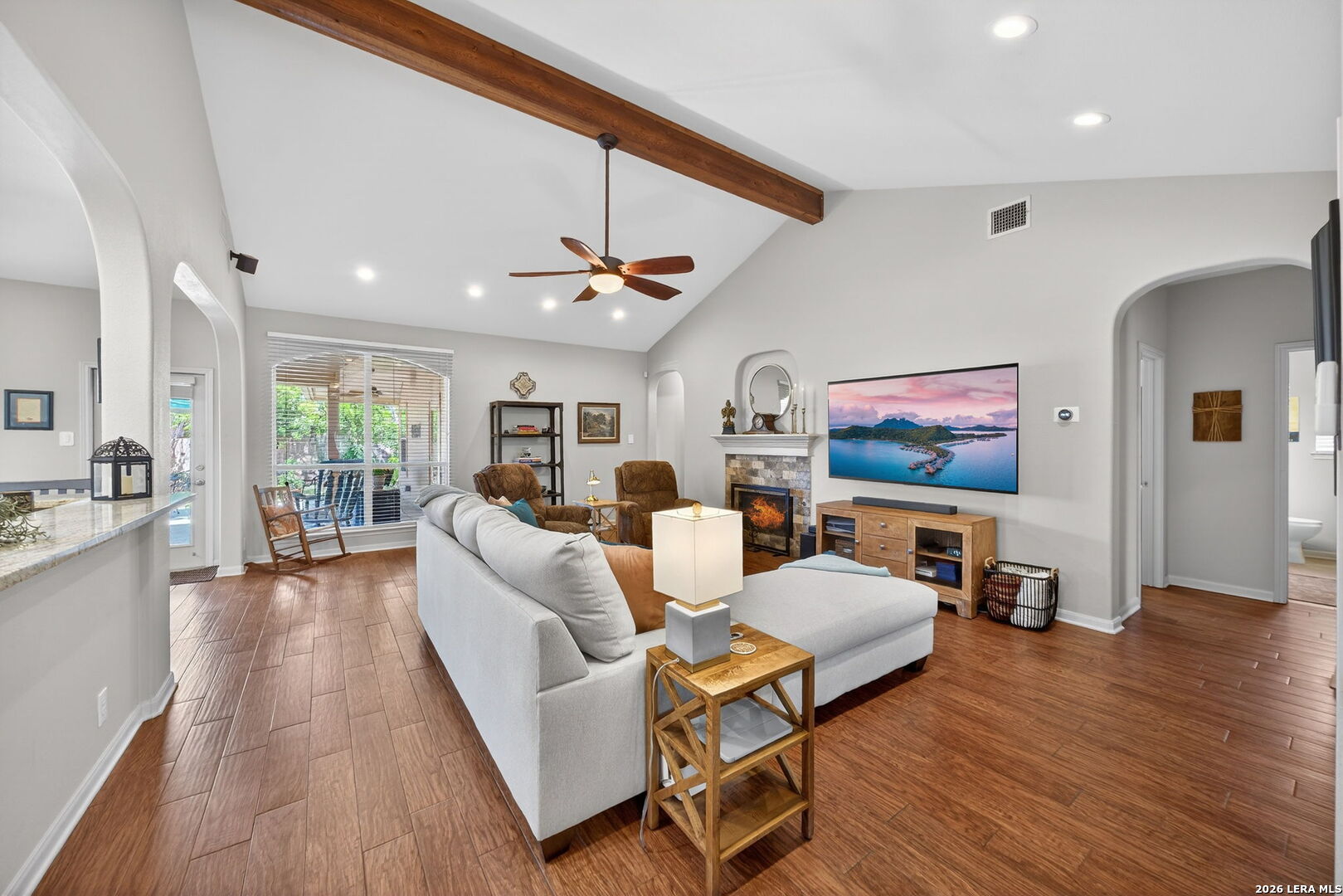 9331 Tyler Oaks Helotes, TX 78023 - Photo 6 of 47 a living room with furniture and a flat screen tv
