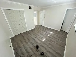 a view of a closet in a room