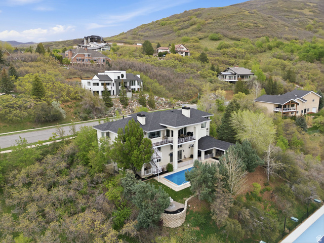 1878 East Ridge Point Drive Bountiful, UT 84010 - Photo 79 of 92 Bird's eye view of a mountainous background and a pool area