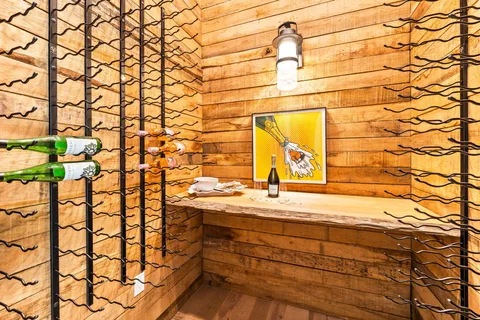 a view of a dining room with furniture and window