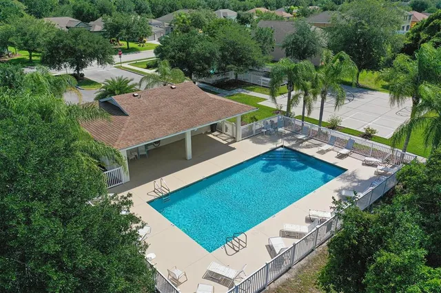 an aerial view of a house