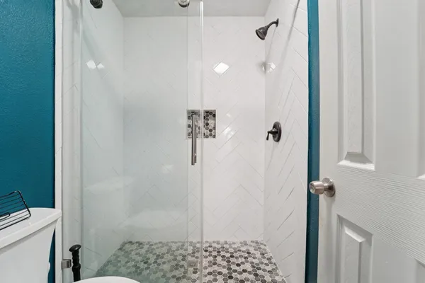 a bathroom with a shower