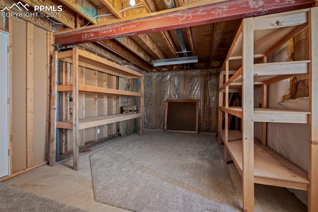 12336 Stanley Canyon Road Colorado Springs, CO 80921 - Photo 43 of 50 Storage area in Basement with shelving