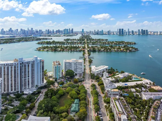 a view of a lake with a city view