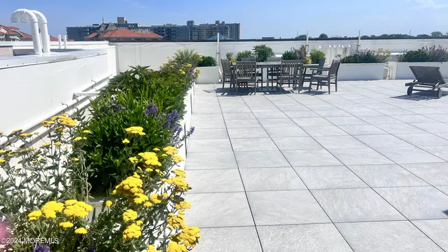 an outdoor view with patio