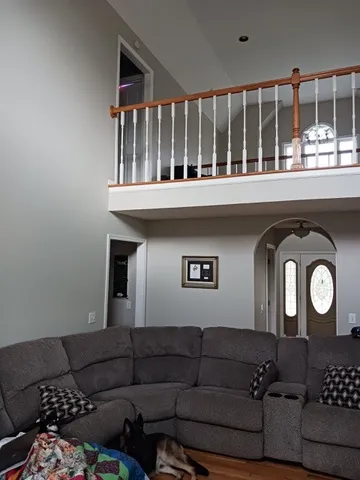 a living room with furniture