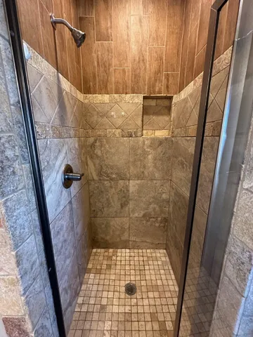 a bathroom with a shower