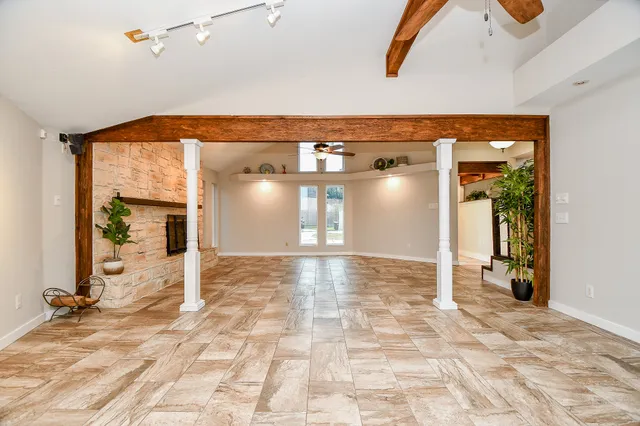 a view of a livingroom with a window