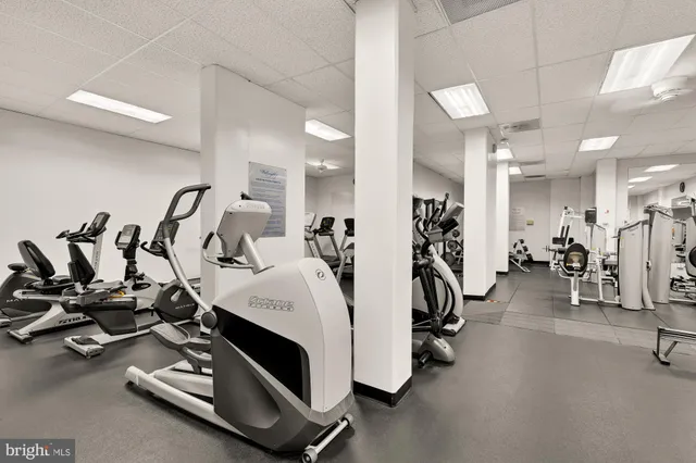 a view of a room with gym equipment