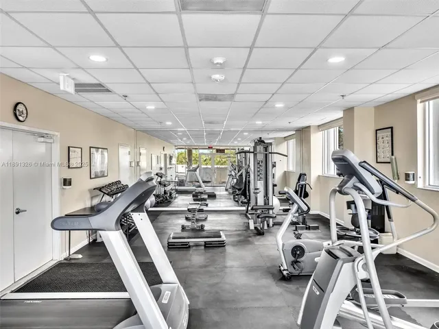 a view of a room with gym equipment