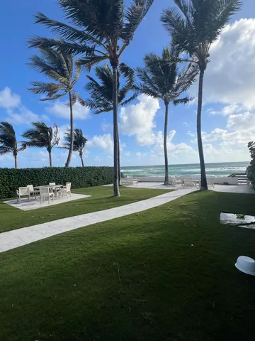 a view of a golf course with a garden