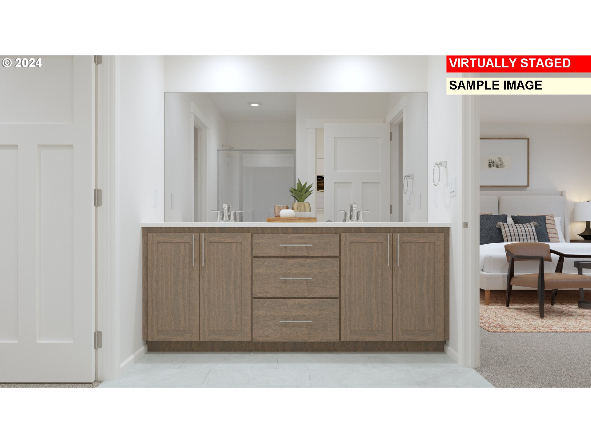 23814 Southwest Black Tortoise Terrace Tualatin, OR 97062 - Photo 17 of 17 a bathroom with a sink a mirror and a vanity