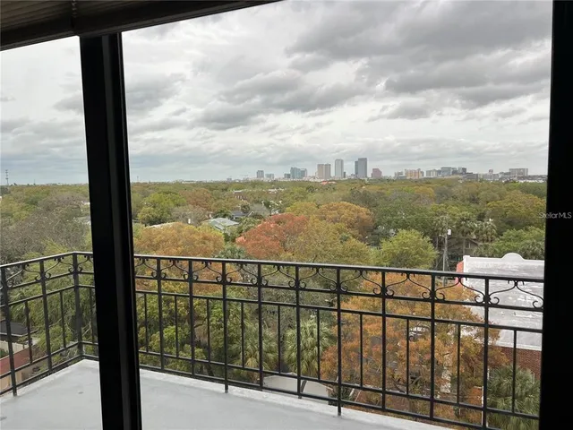 a view of city from balcony